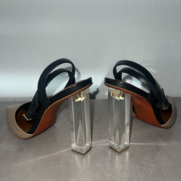 Mercanti Florentini tan, black sling back with clear heel - Picture 2 of 11